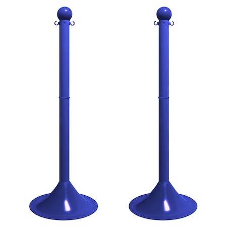 Mr. Chain Blue Light Duty Stowable Stanchion, 2PK 93506-2